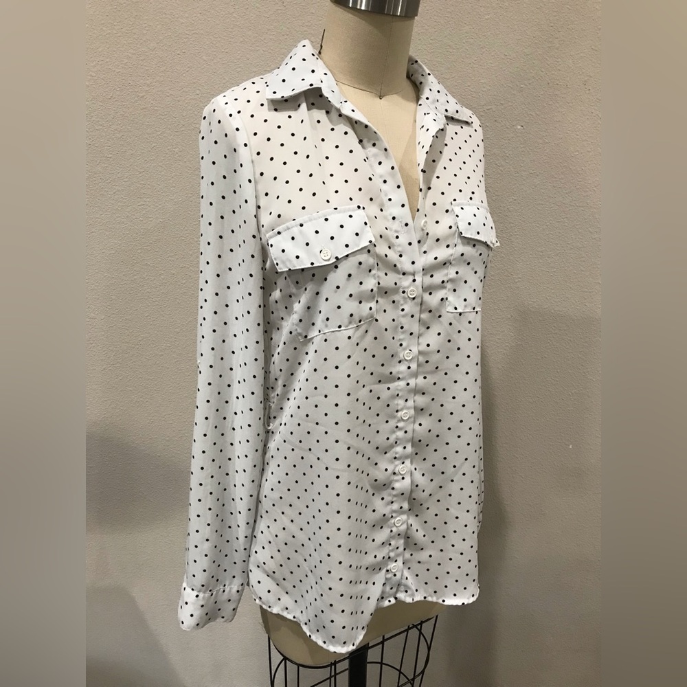 PAPAYA White Polkadot Button Down Shirt size Small